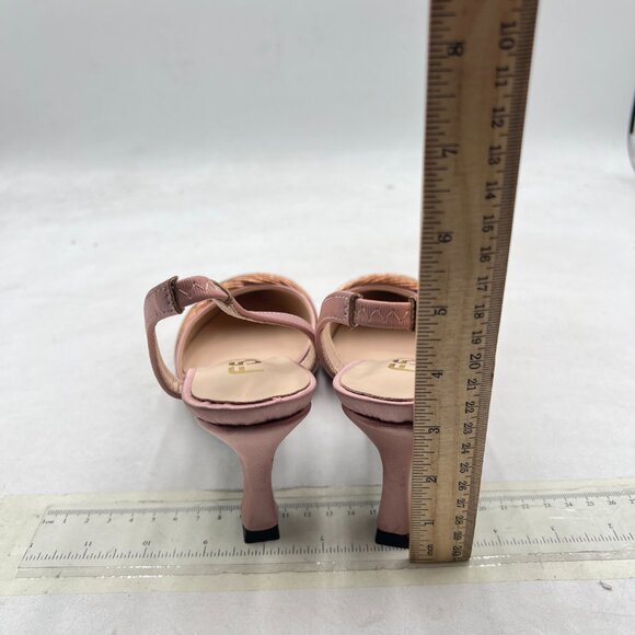 FSJ Rose Gold Pointed Toe High Heel Slingback Slingback Sandals Wedding Shoes - Picture 5 of 8